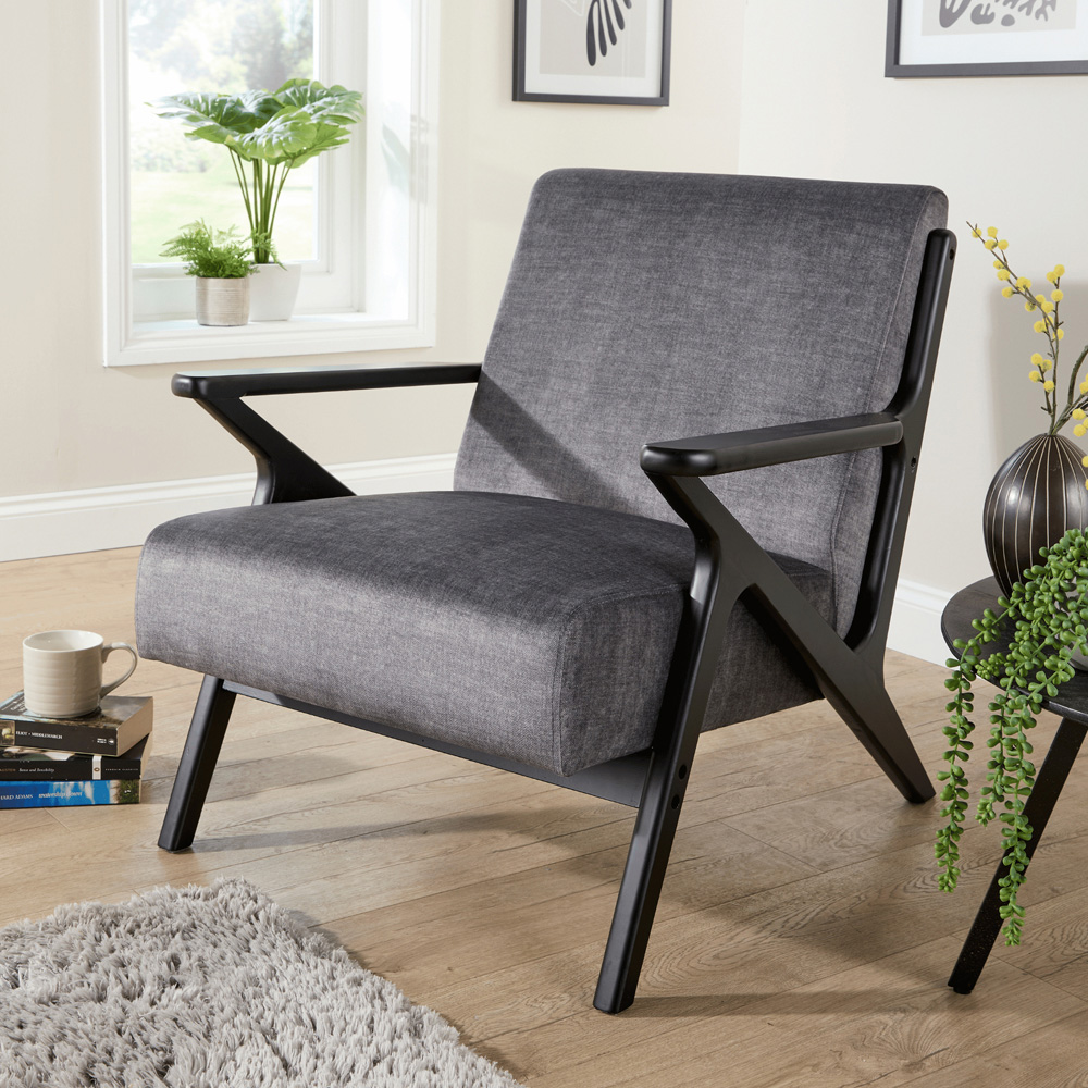 Home Source Cavera Graphite and Black Accent Chair Image 6