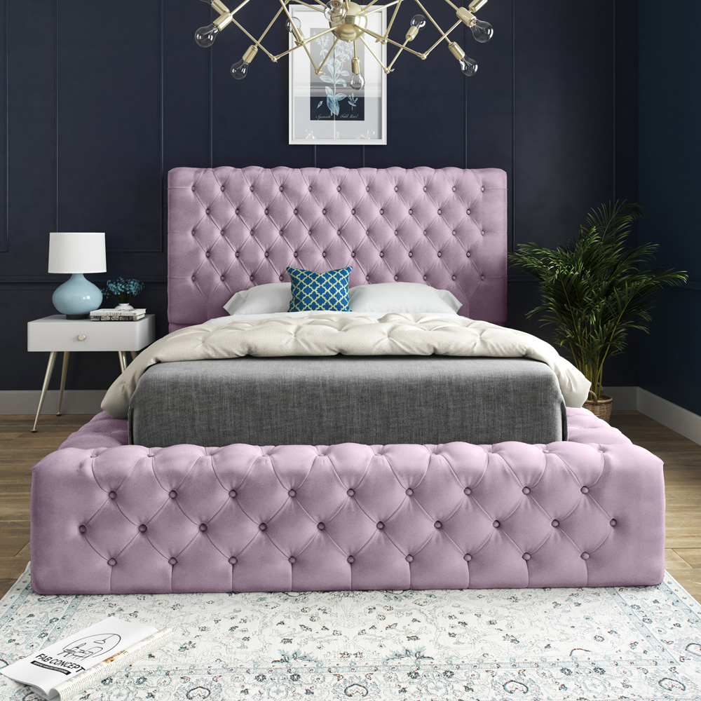 DS Living Cambridge Super King Size Pink Soft Velvet Bed Frame Image 3