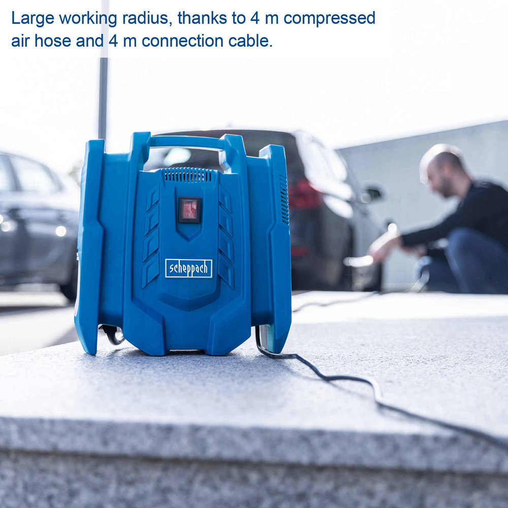 Scheppach Airforce 7 Electric Air Compressor with 4m Hose and Accessories 1100W Image 7