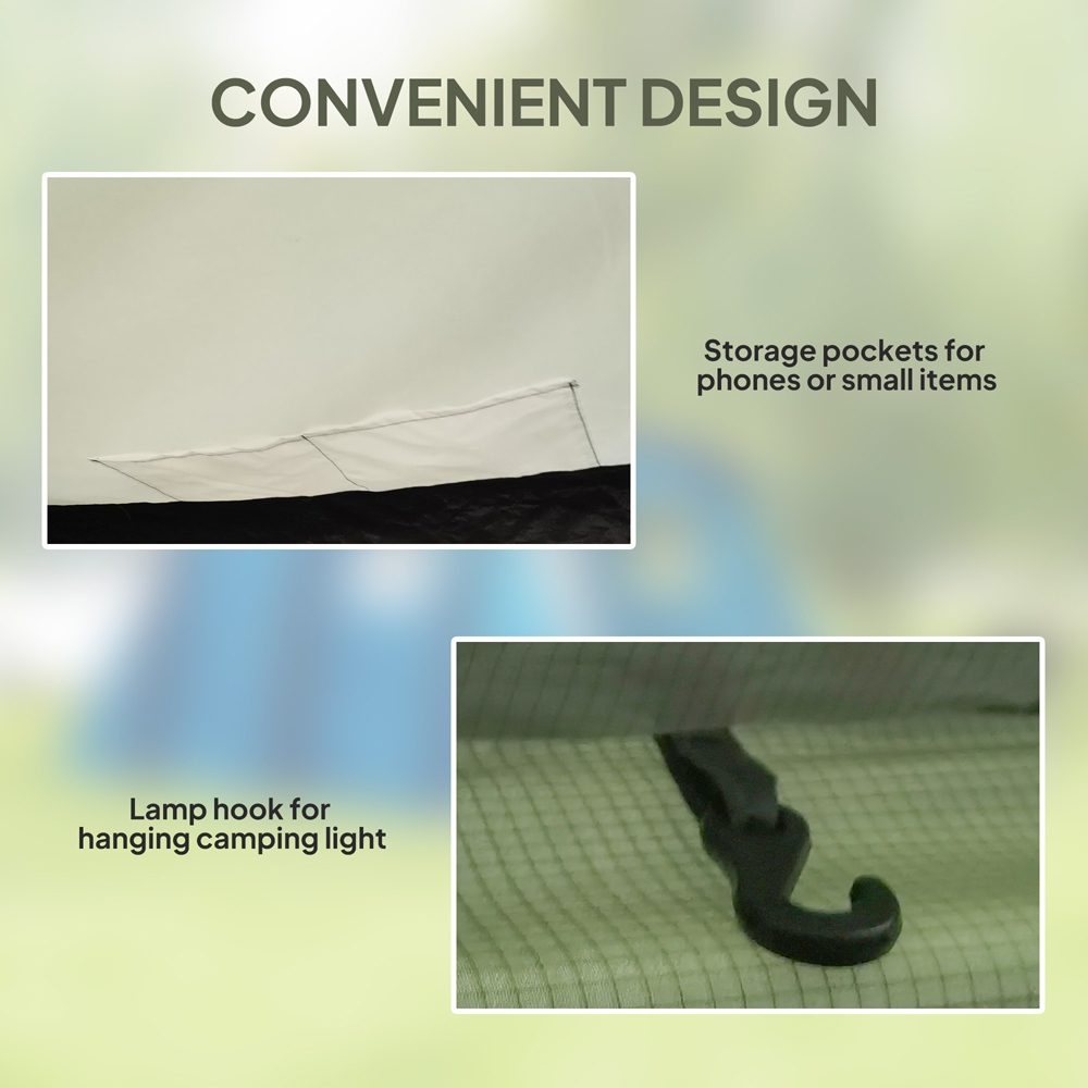 Outsunny 3-4 Person Waterproof Tunnel Camping Tent with Air Pump Olive Green Image 7