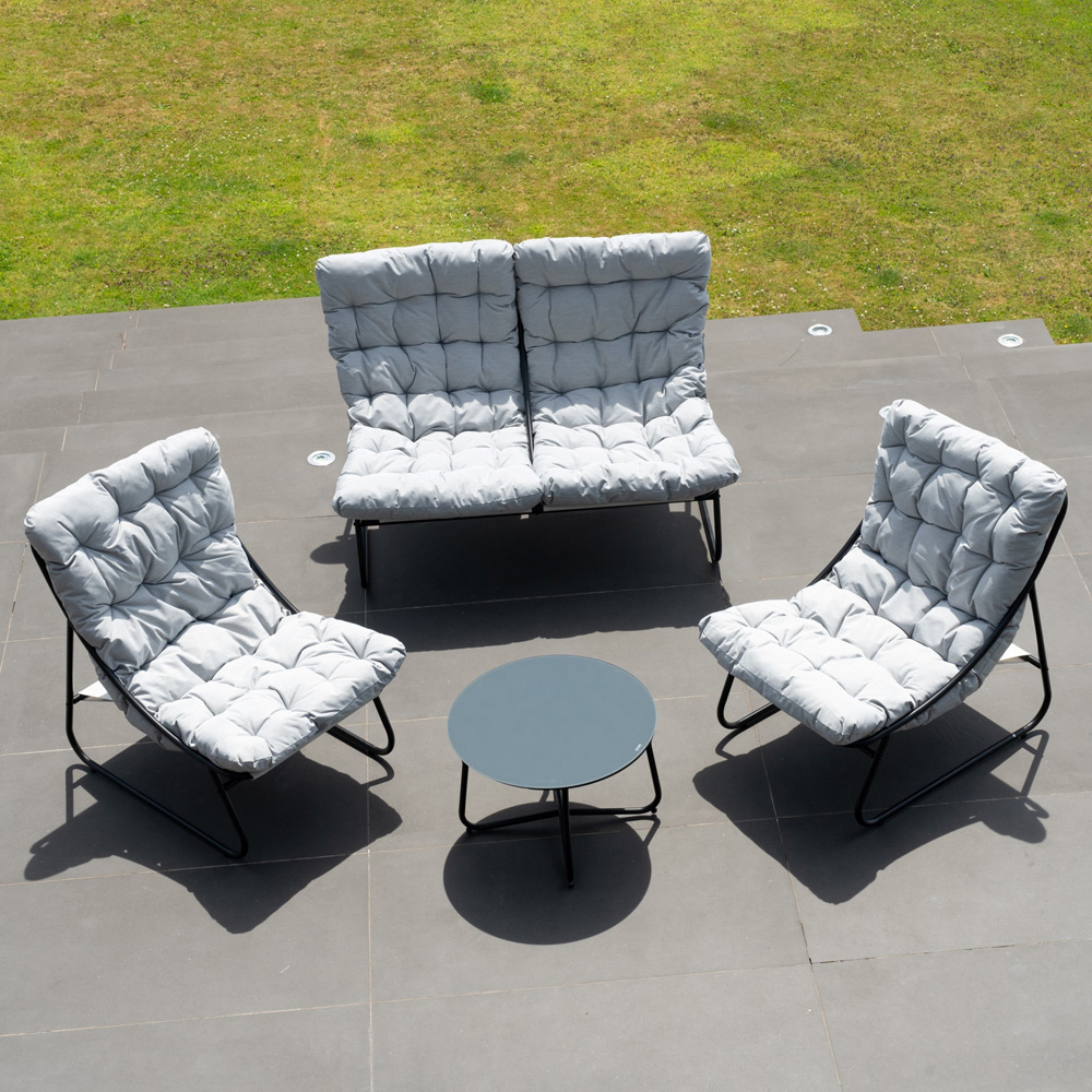 Artemis Home Aregno 4 Seater Light Grey and Black Garden Lounge Set Image 4