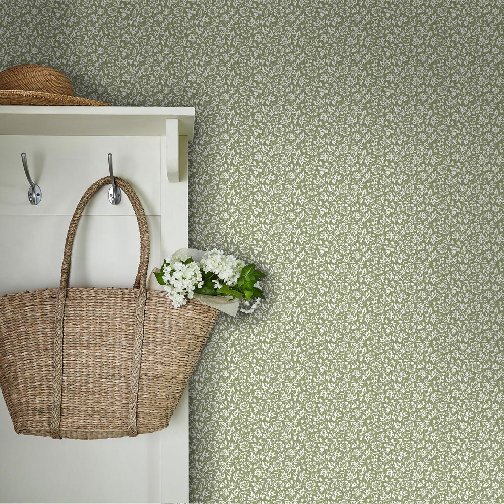 Laura Ashley Sweet Alyssum Moss Green Wallpaper Image 3