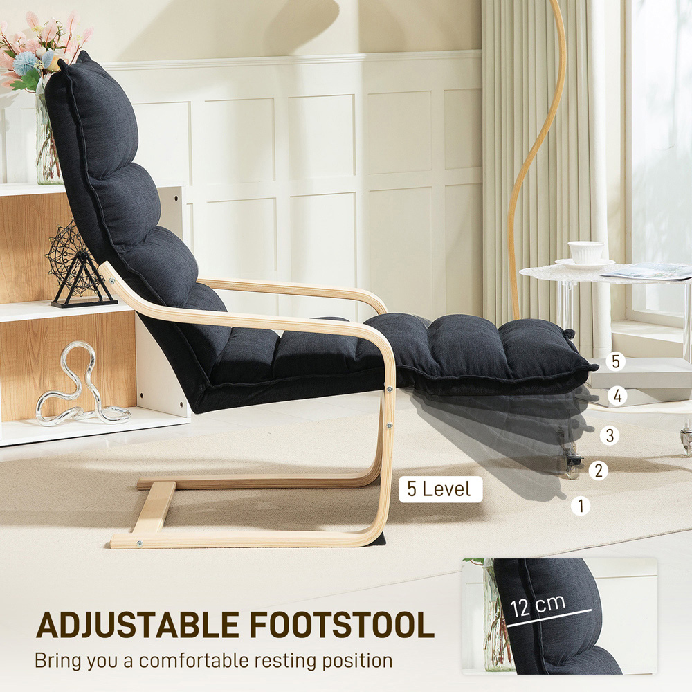 Portland Black Birch Wood Lounge Chair Image 6