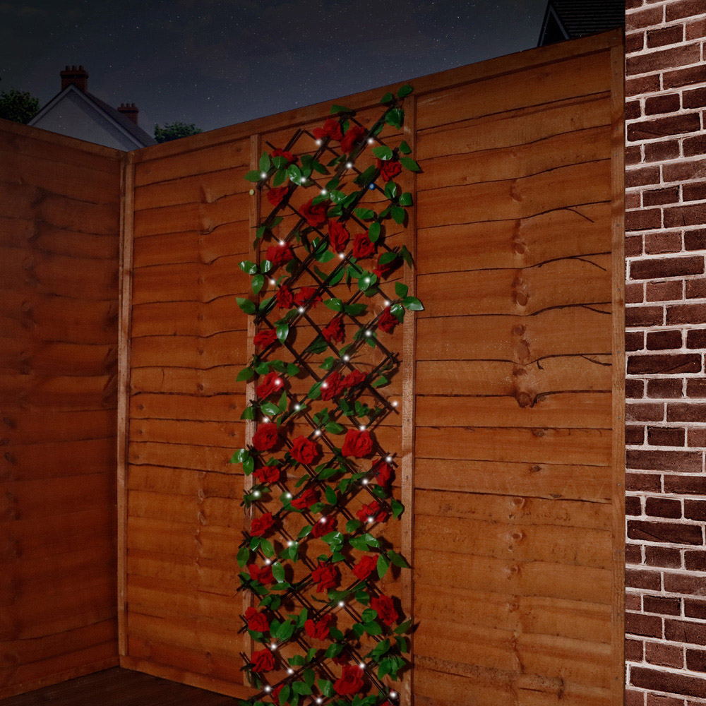 Gardenwize Red Flower Expandable Garden Trellis with Solar LED Image 5