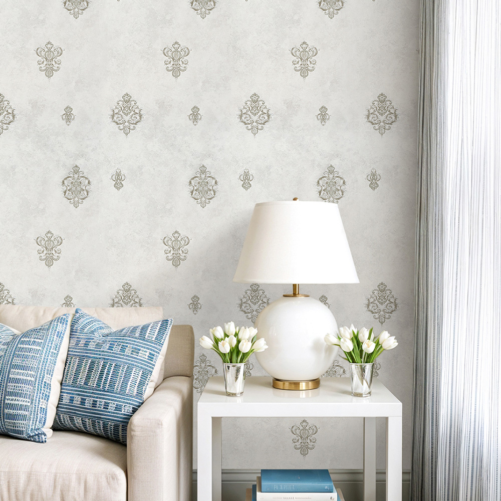 Living and Home Textured 3D Embossed Light Grey Non-Pasted Wallpaper Image 7