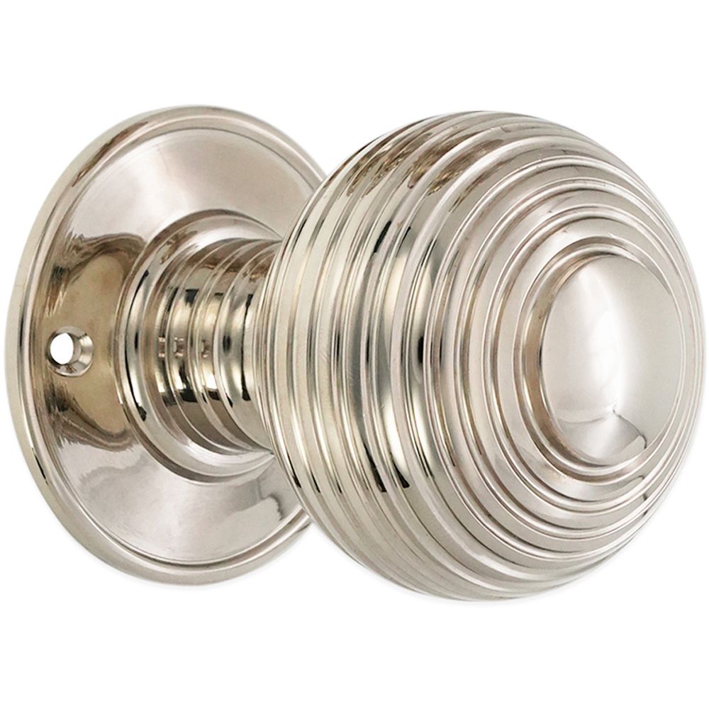 Spira Brass Polished Nickel Beehive Large 60mm Mortice Door Knob 2 Pack Image 3
