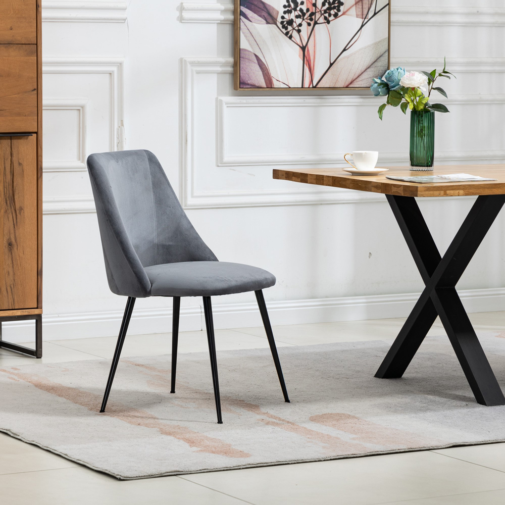 Artemis Home Morandi Set of 2 Grey Velvet Dining Chair Image 3