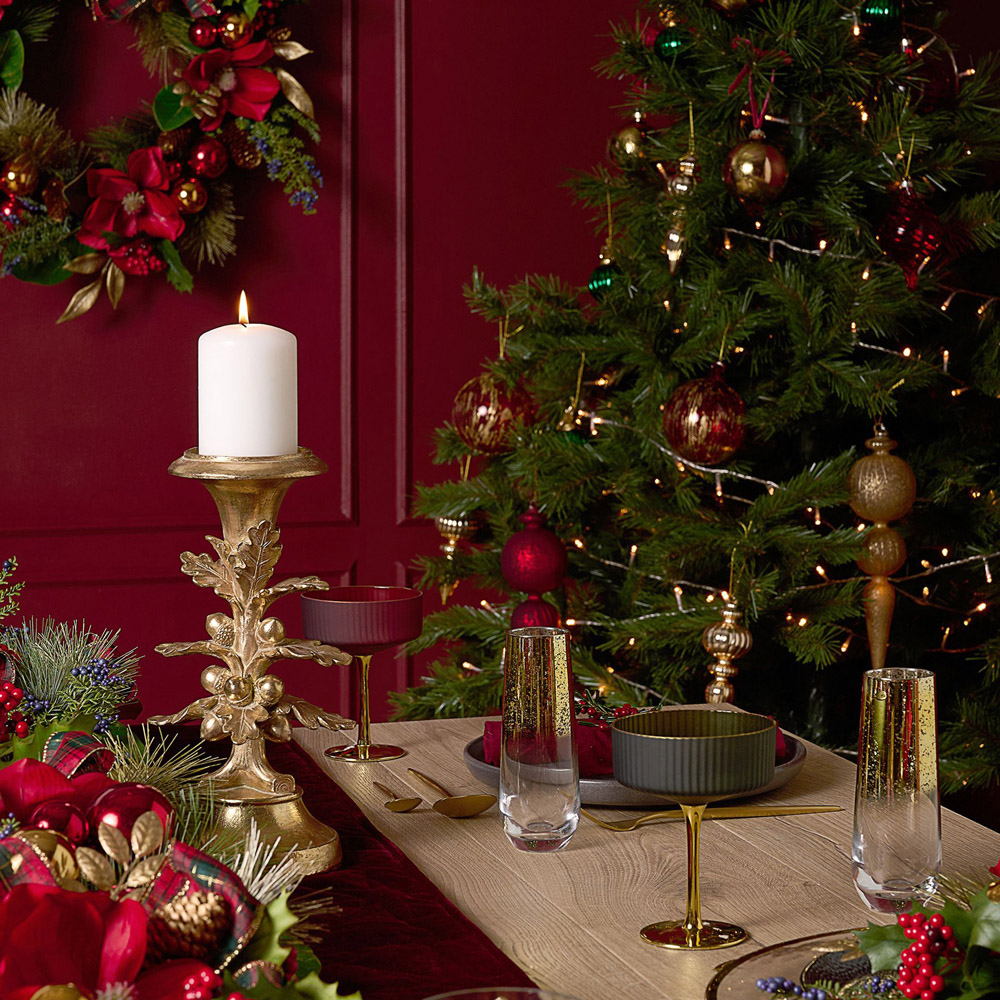 The Christmas Gift Co Gold Acorn Tree Candle Holder Image 2