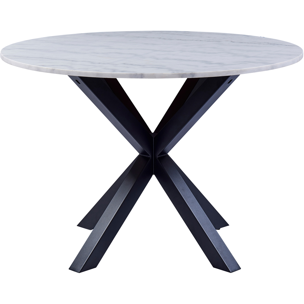 Florence Heaven 4 Seater Marble Top Round Dining Table Set with White and Black Image 5