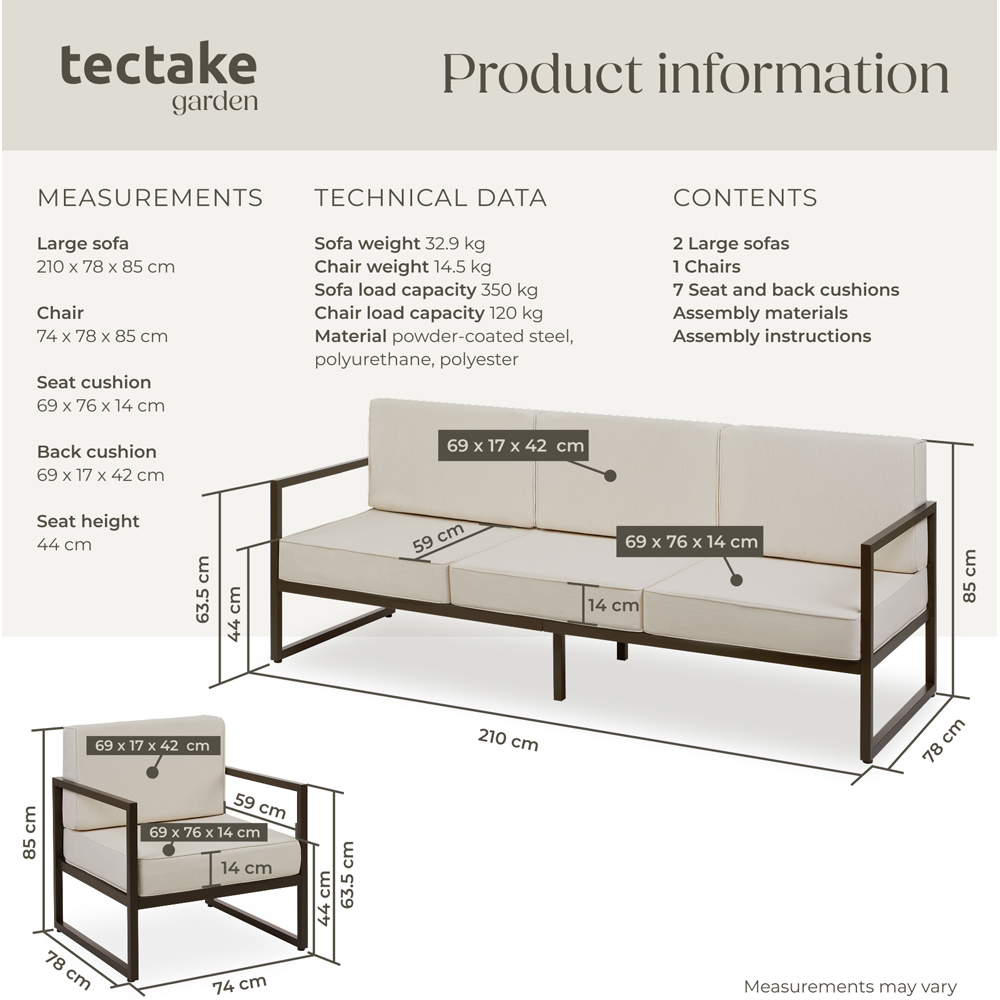 tectake Comosa 7 Seater Garden Sofa Set with Cushion Image 9