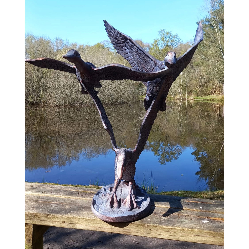Inspirational Gifting 3 Piece Flying Ducks Cast Aluminium Garden Ornament Set Image 5