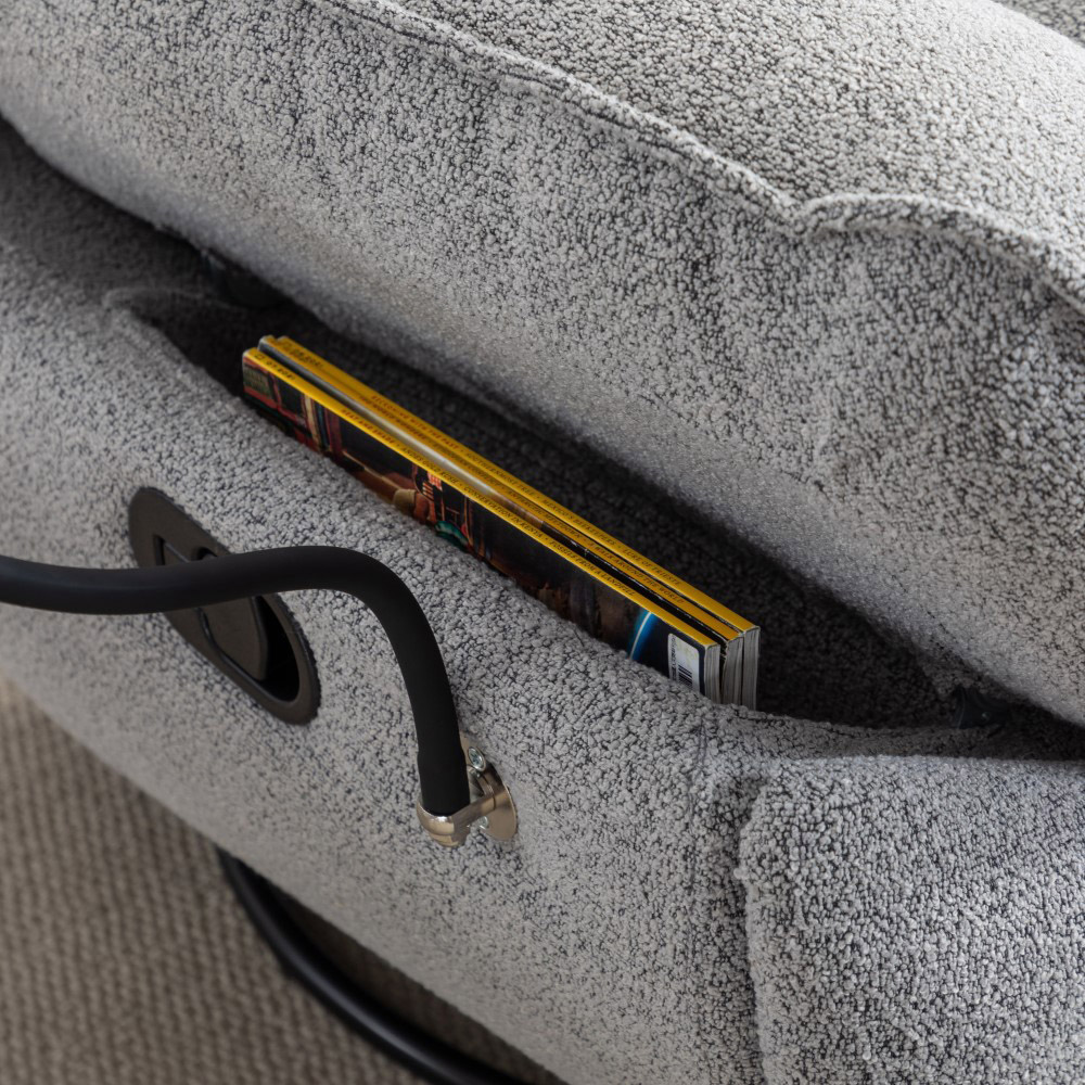 Artemis Home Fallon Light Grey Boucle Swivel Recliner Chair Image 4