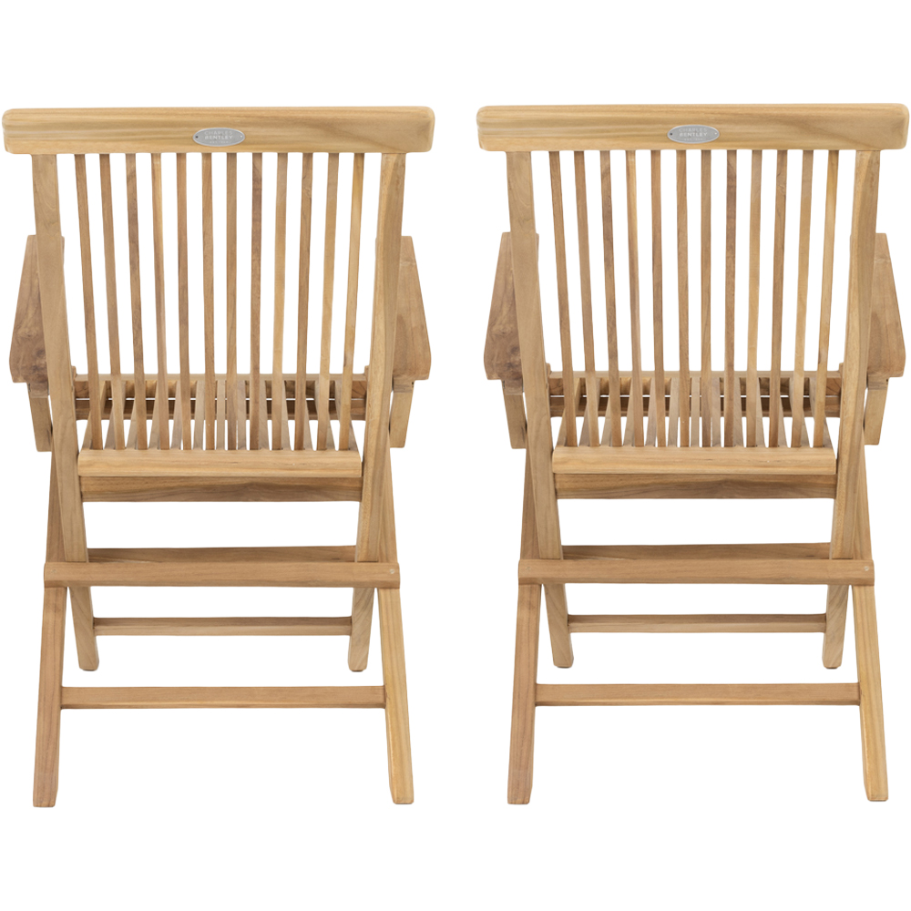Charles Bentley Set of 2 Teak Wooden Foldable Patio Armchair Image 5