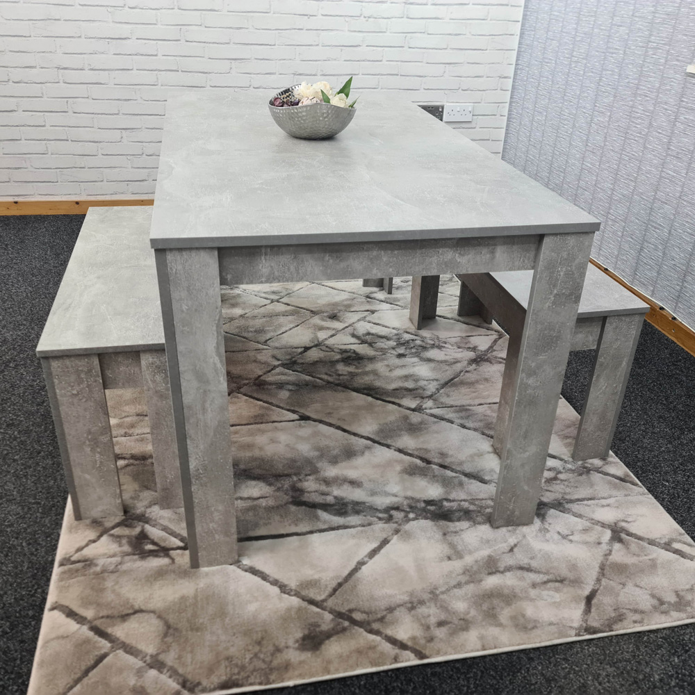 Portland 4 Seater Bench Dining Set Stone Grey Image 5