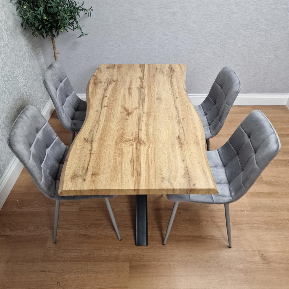 Kosy Koala 4 Seater Velvet Wooden Rectangle Dining Set Grey Image 8