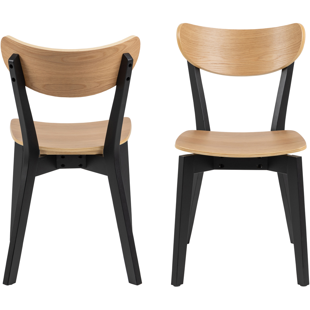 Florence Roxby Set of 2 Black and Oak Dining Chairs Image 3