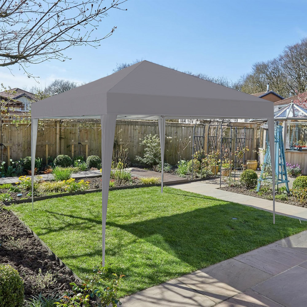 Home Source 2 x 2m Grey Easy Up Garden Outdoor Gazebo with Bag Image 7