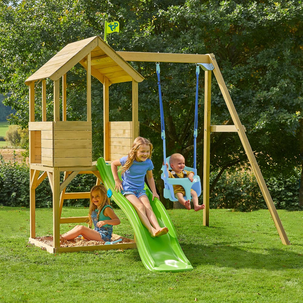 TP Kids Bluey Wooden Treehouse Play Tower with Slide and Quadpod Seat Image 2