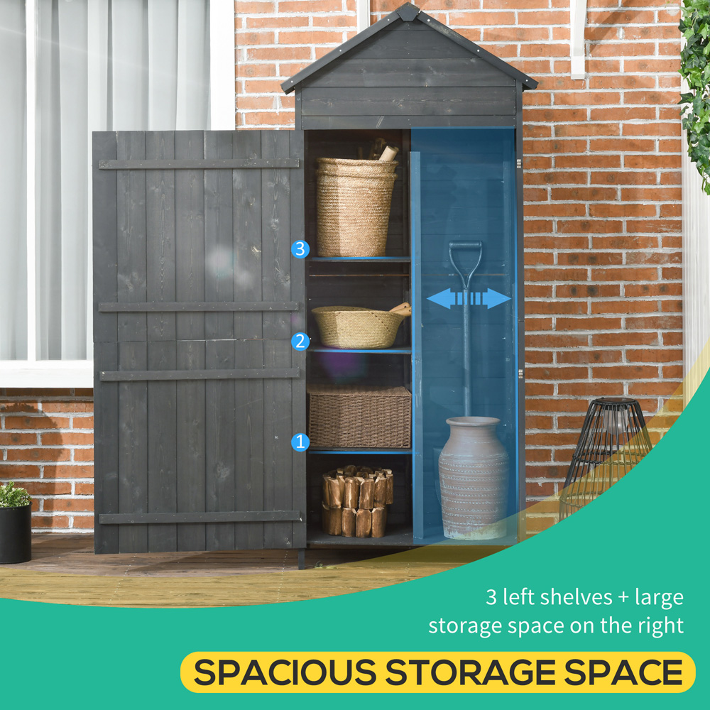 Outsunny 2.4 x 1.4ft Grey Wooden Garden Tool Shed Image 5