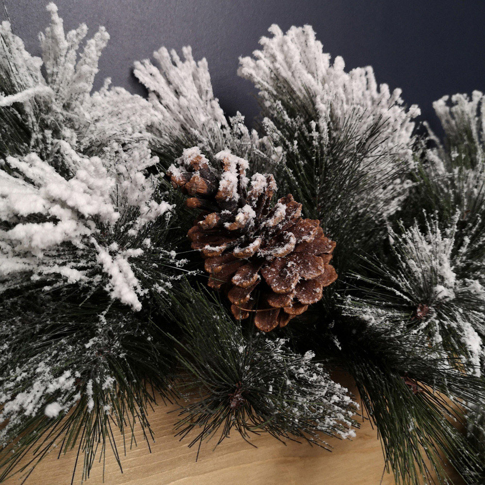 Samuel Alexander Snow Flocked Christmas Garland with Pinecones 180cm Image 6