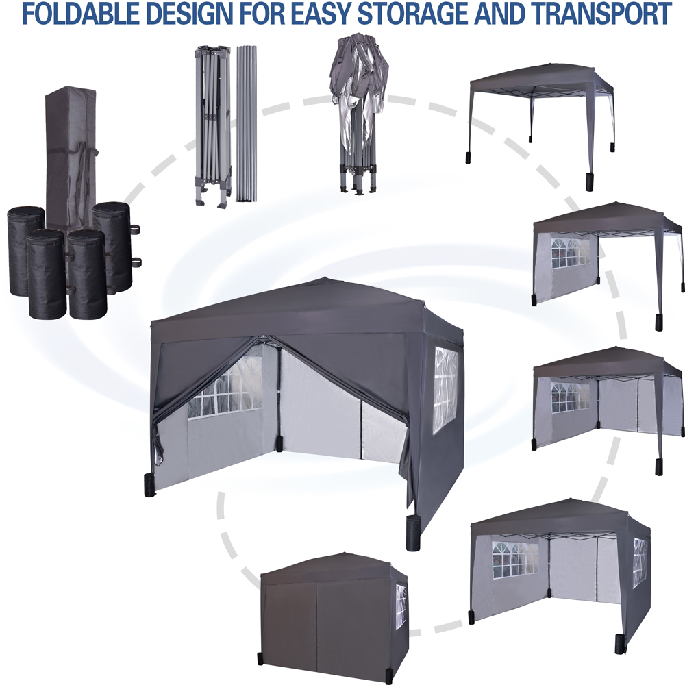 Grey Pop Up Outdoor Canopy Tent with Removable Sidewalls 3 x 3m Image 7