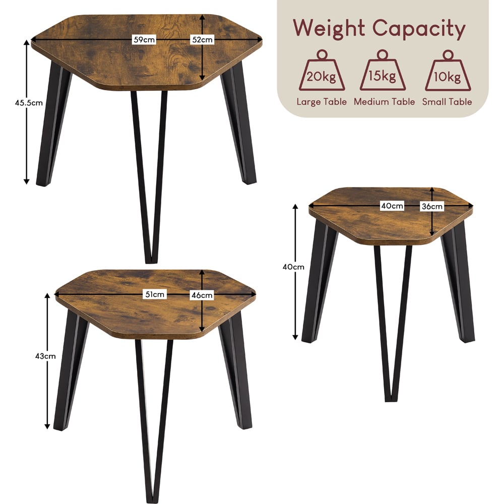 Vida Designs Brooklyn Dark Wood Nest of Tables Set of 3 Image 9