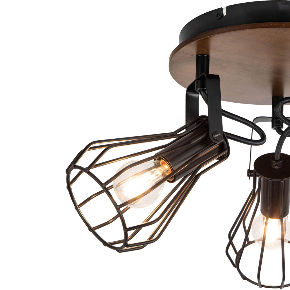 Cosylyte Kandan Matt Black 3 Light Wire Shade Spotlight Image 4