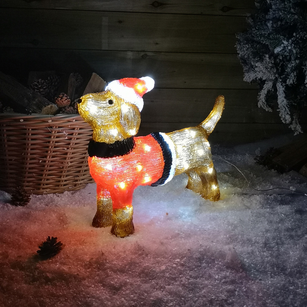 Samuel Alexander Ice White LEDs Acrylic Dachshund Christmas Decoration 36cm Image 3
