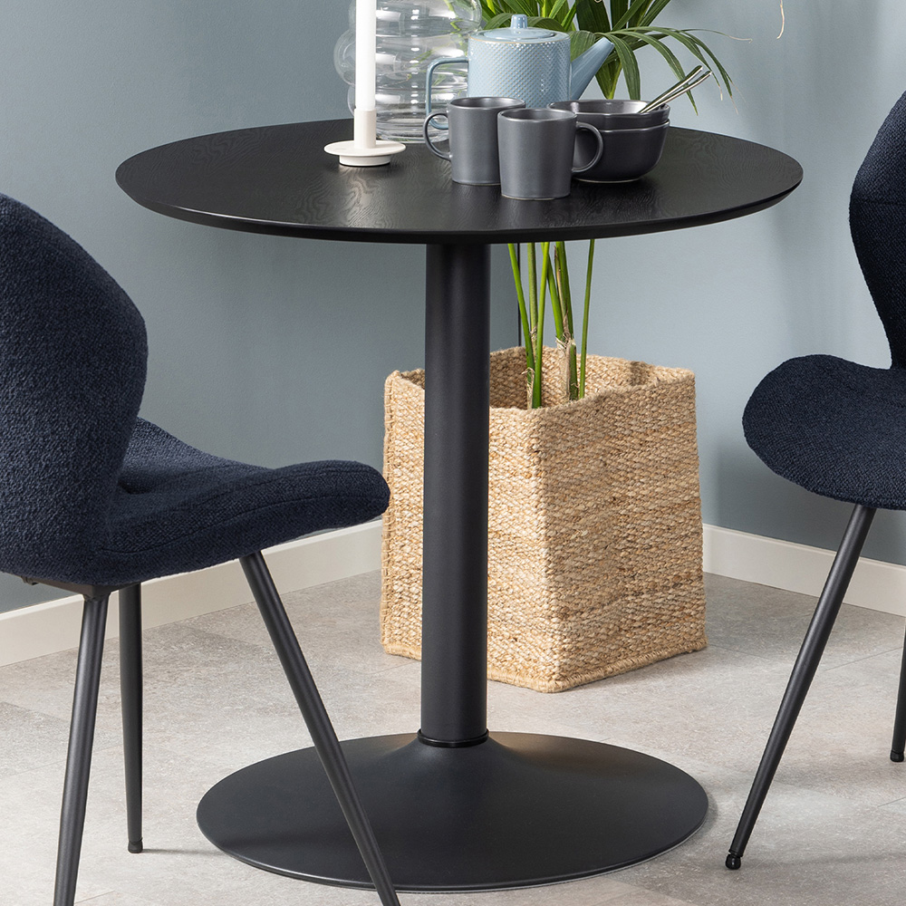 Florence Ibiza Small Round 4 Seater Table Black Ash and Matt Black Image 1