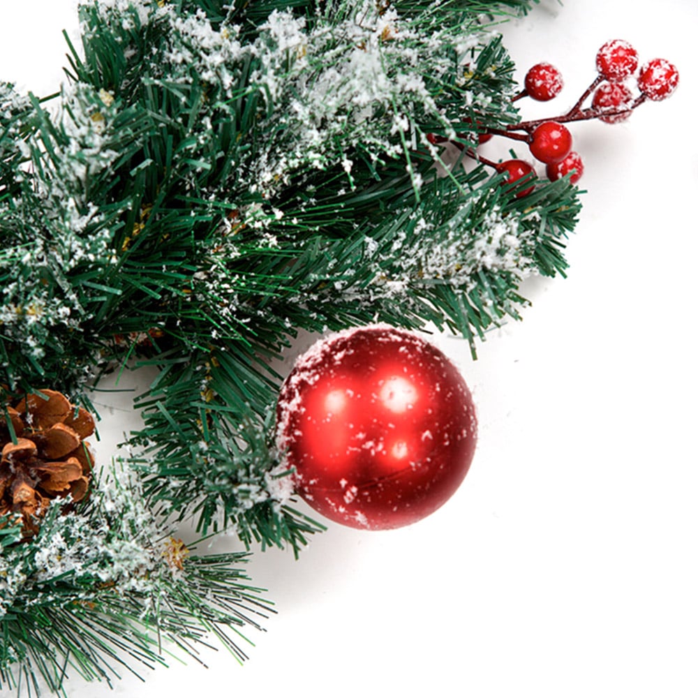 Best Artificial Red Frosted Christmas Garland 270cm Image 8