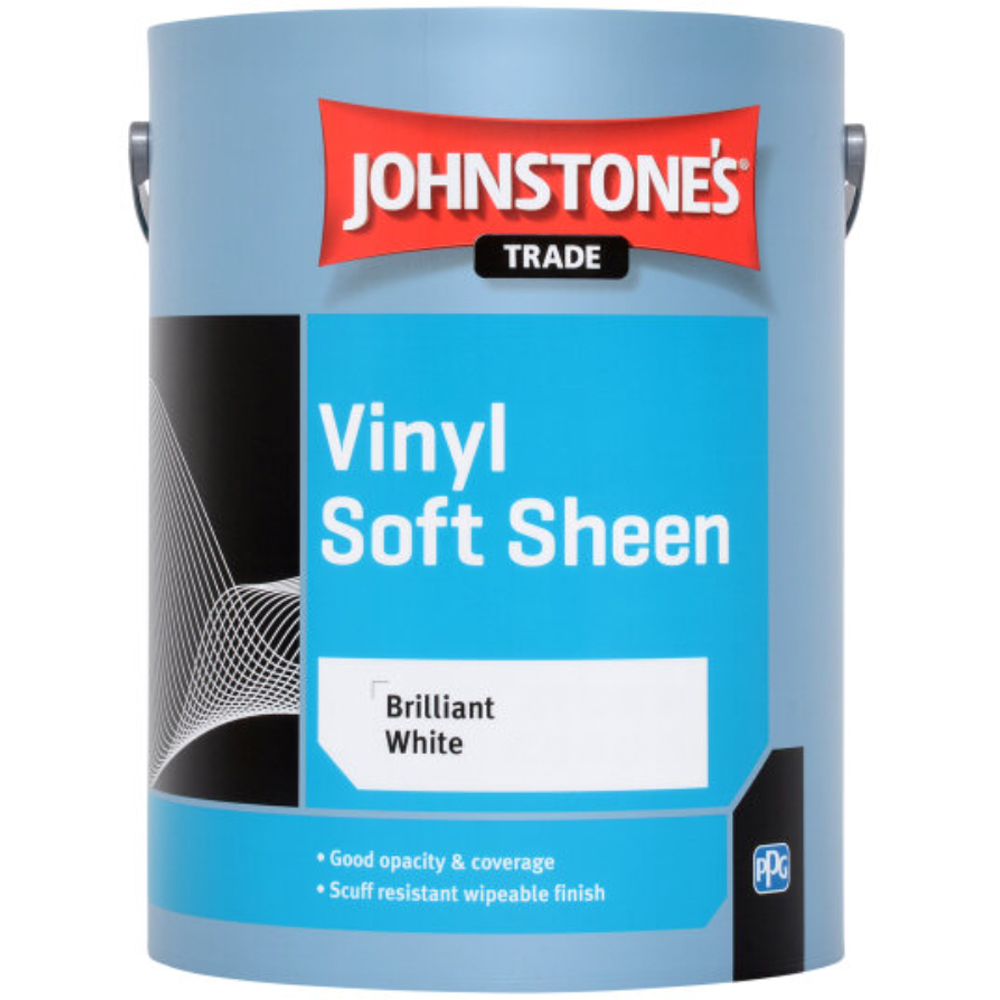 Johnstone's Trade Brilliant White Vinyl Soft Sheen Paint 5L Image 2