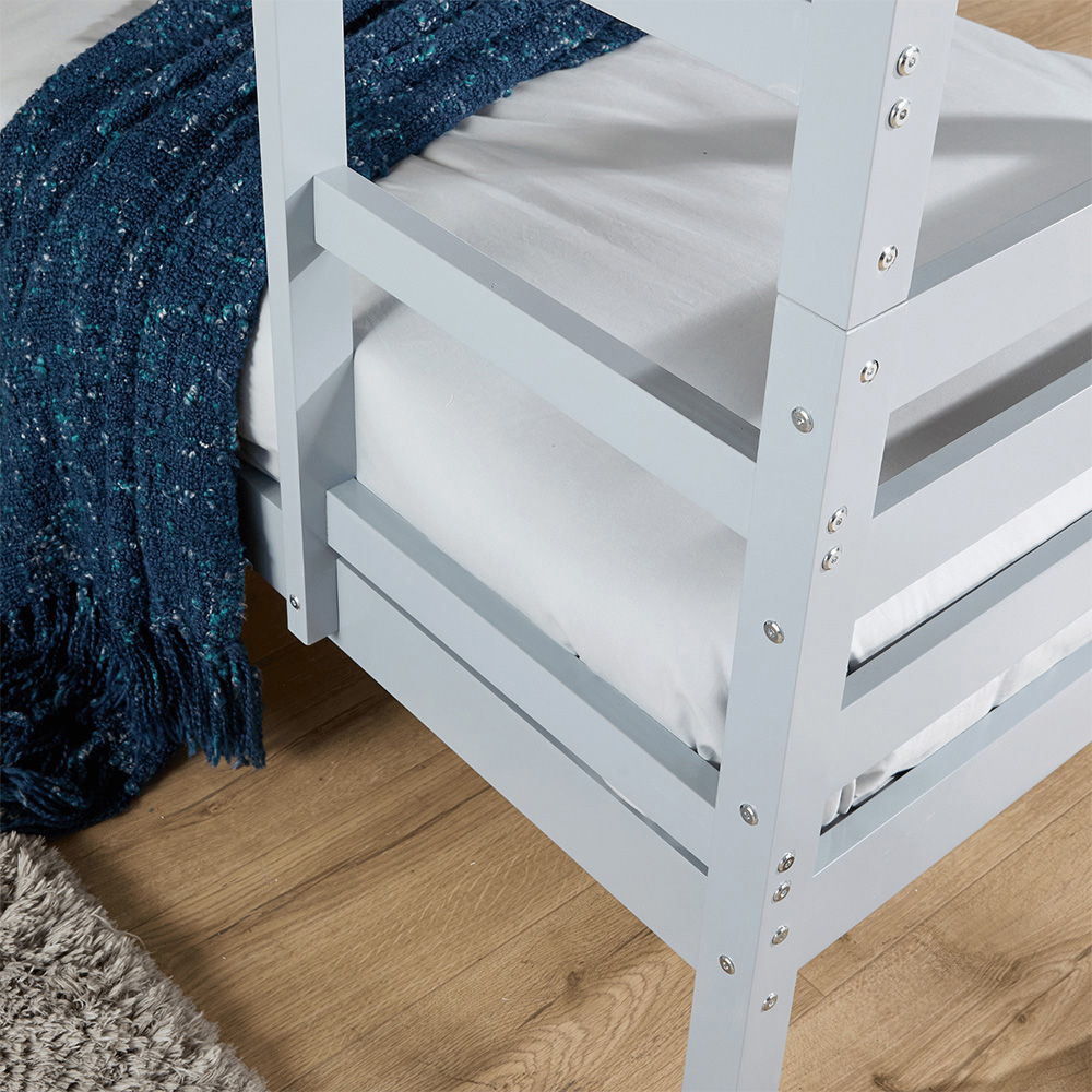 Home Source Hendon Single Grey Childrens Wooden Single Bunk Bed Image 6