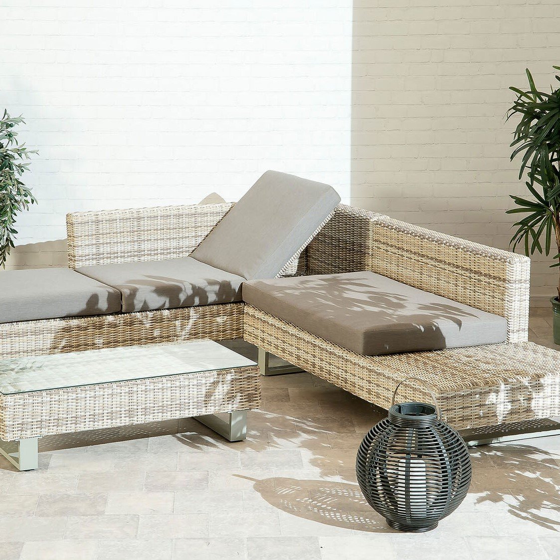 Novara Rattan Corner Lounge Set - Natural Image 1