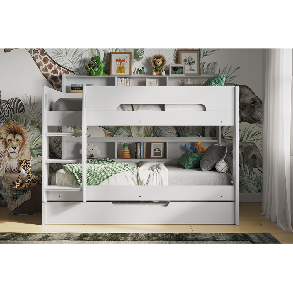Flair Interstellar White Wooden Bunk Bed with Trundle Image 3