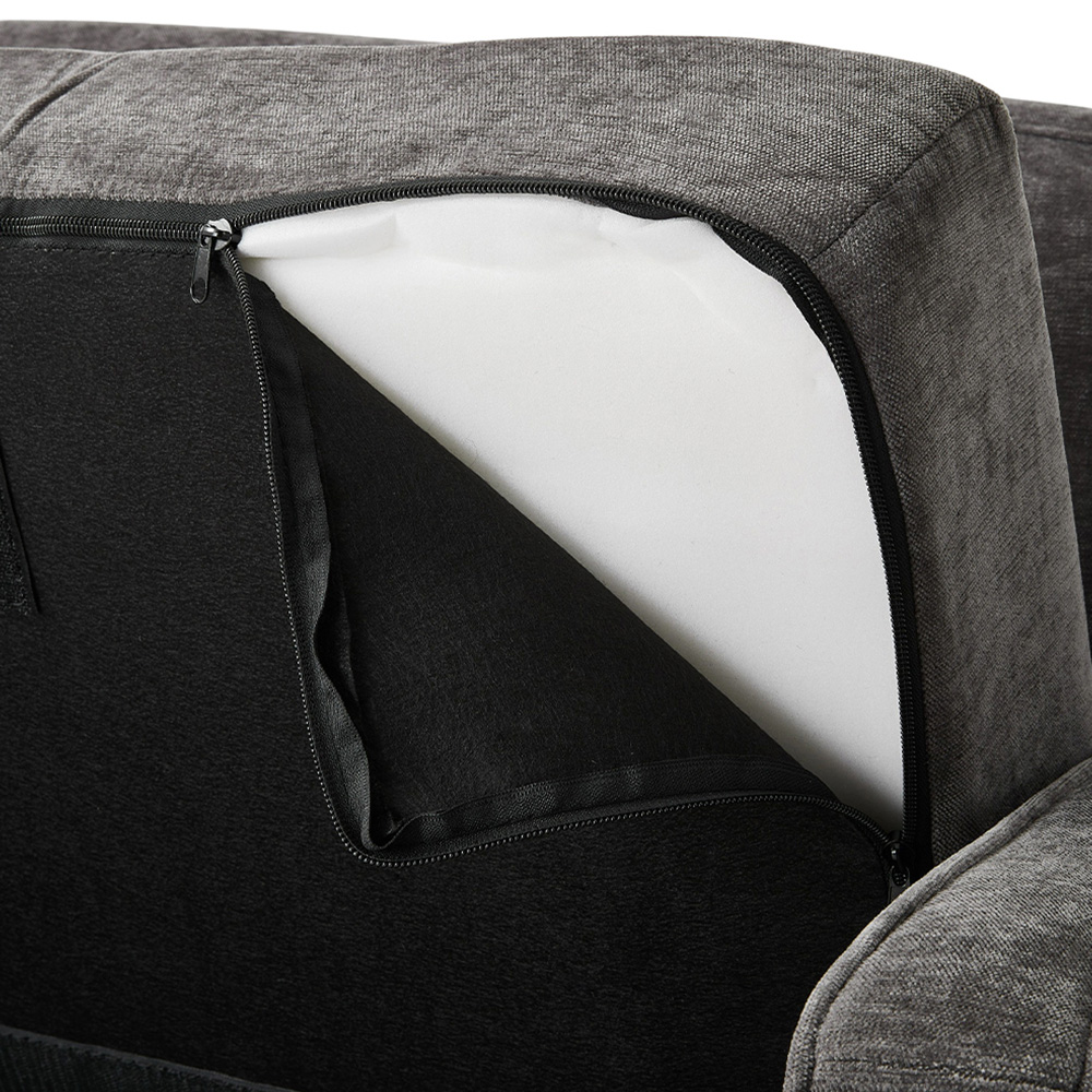 Living and Home Grey Soft Chenille Upholstered Sofa Chair with Cylindrical Pillows Image 5