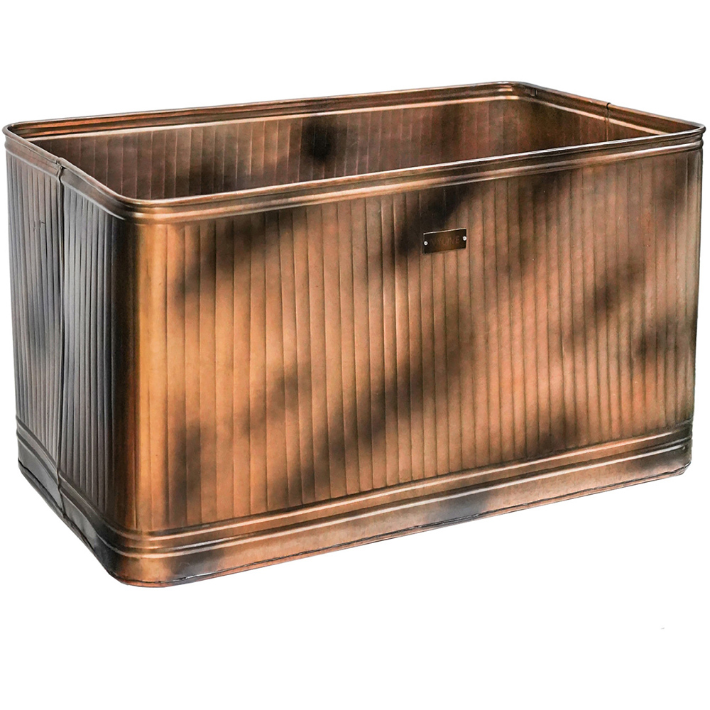 Ivyline Hampton Rectangular Copper Metal Planter 45 x 80cm Image 1