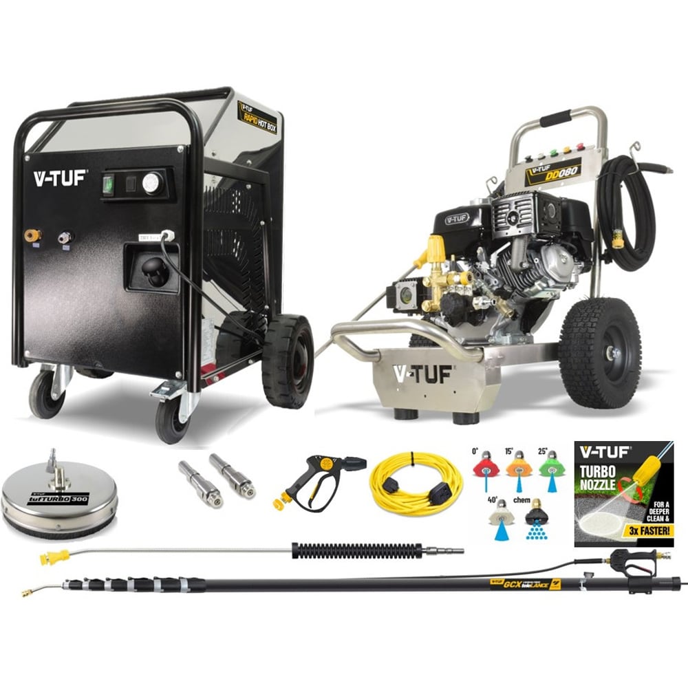 V-TUF DD080 9HP Industrial Honda Petrol Pressure Washer 200Bar with Property Cleaning Pro and Softwash Image