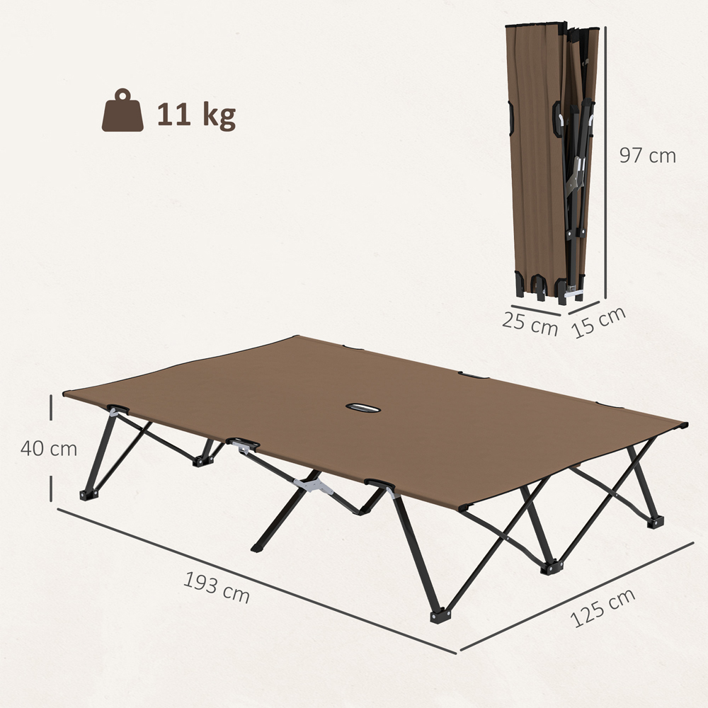 Outsunny Charcoal Khaki Double Folding Portable Camping Bed Image 9