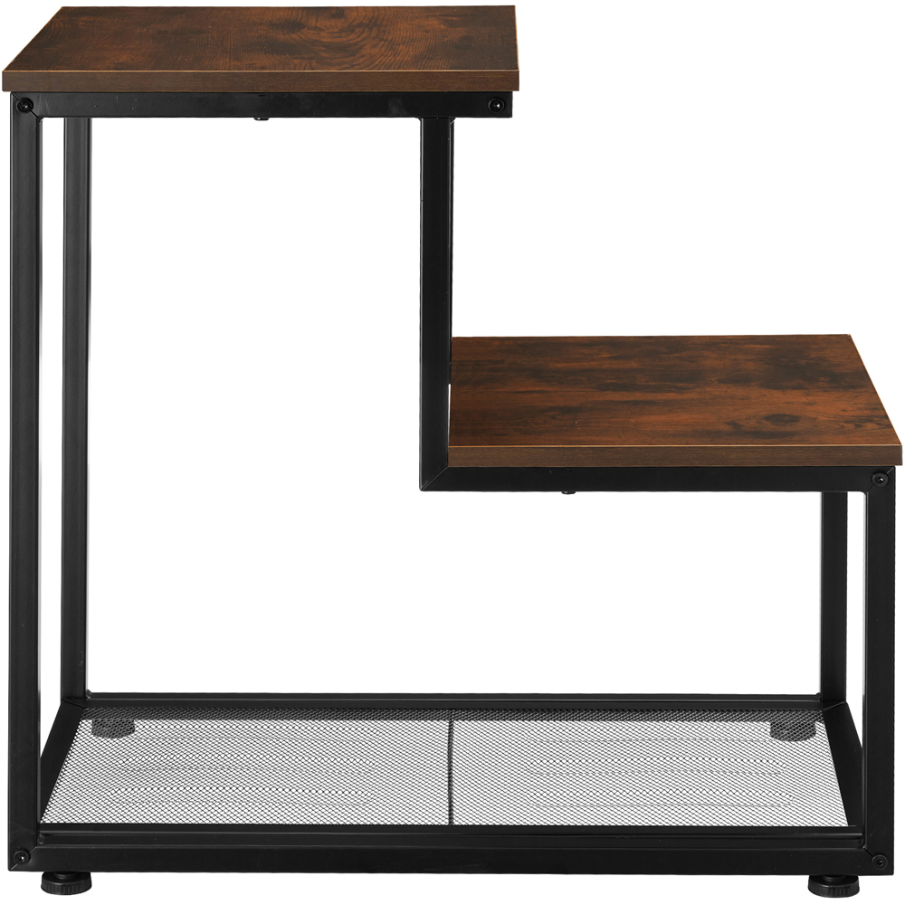 tectake Halifax 3 Shelf Rustic Dark Wood Industrial Bedside Table Image 3