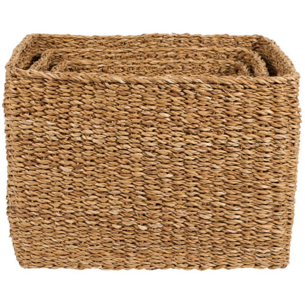 Set of 3 Rectangular Storage BasketsBrown Image 2