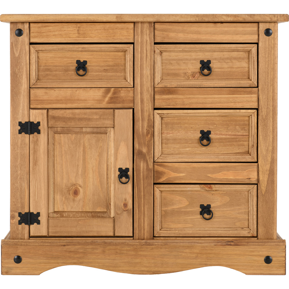 Seconique Corona Single Door 4 Drawer Distressed Waxed Pine Sideboard Image 3