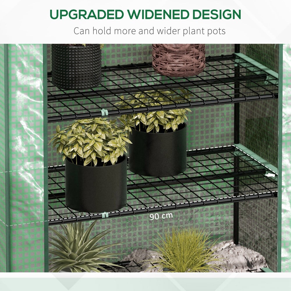 Outsunny 5 Tier Green PE 3 x 1.6ft Widened Mini Greenhouse Image 6