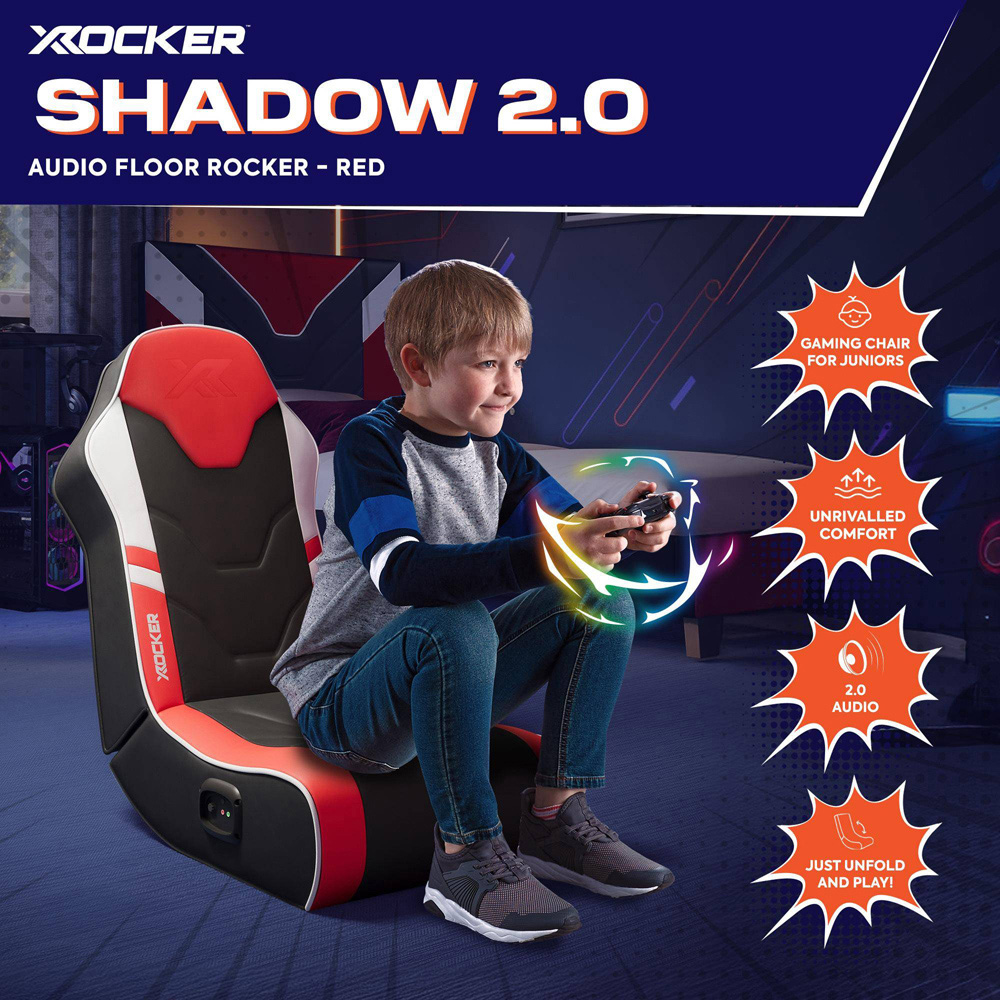 X Rocker Shadow 2.0 Red Floor Rocker Gaming Chair Image 2
