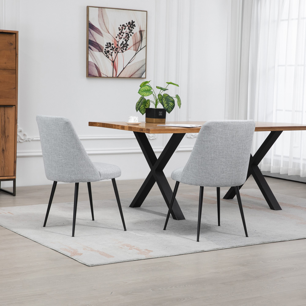 Artemis Home Morandi Set of 2 Light Grey Fabric Dining Chairs Image 6