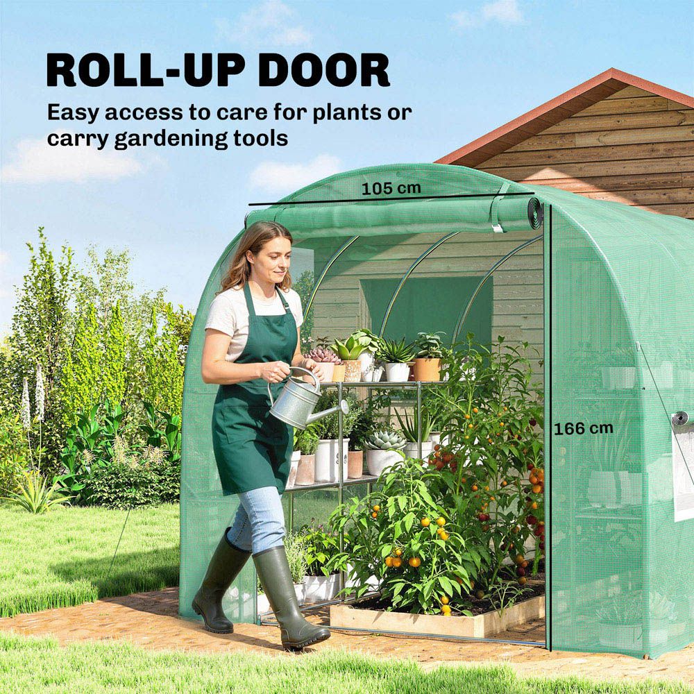 Outsunny Green PE 9 x 6.4ft Portable Walk-In Greenhouse Image 7