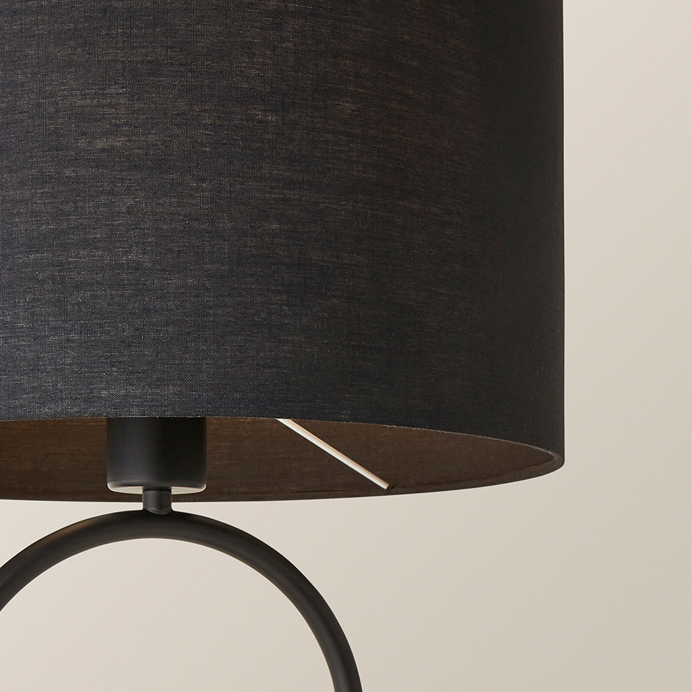 ValueLights Antonia Black Fabric Drum Shade Matte Black Oval LED Table Lamp Image 3