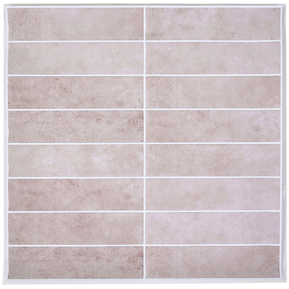 Living and Home Grid Effect Light Pink Peel and Stick Wall Tile Sticker 10 Pack Image 8