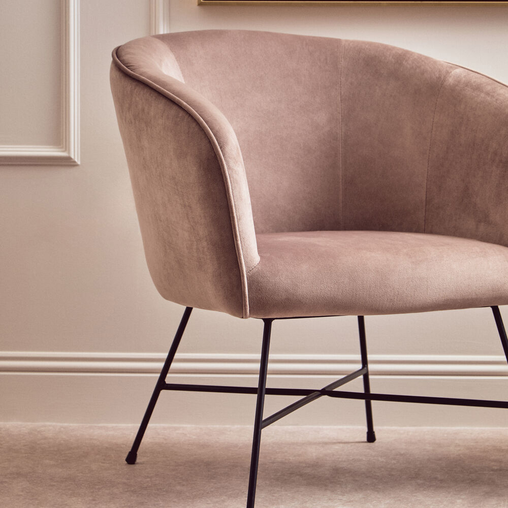 Premier Housewares Stockholm Mink Velvet Curved Accent Chair Image 6