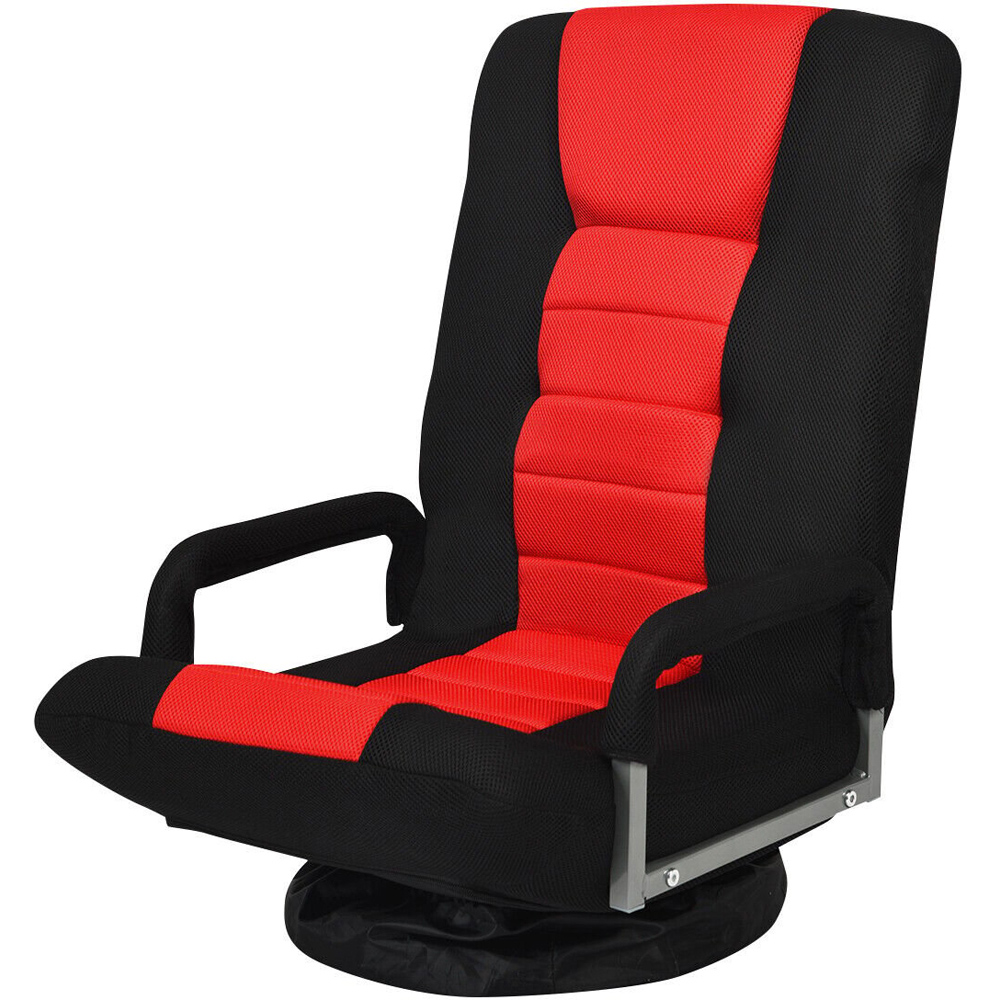 Costway Red Swivel Gaming Chair with Adjustable Backrest Image 2