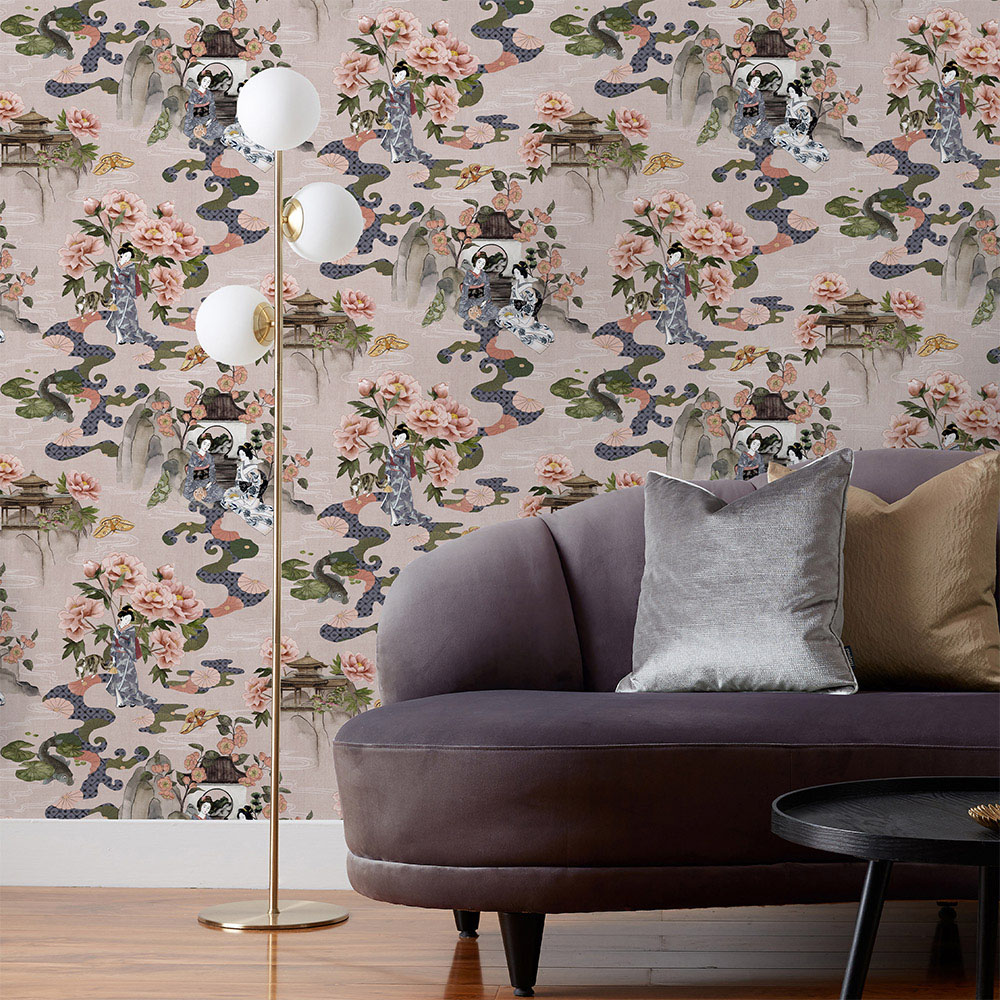 Paoletti Geisha Blush Floral Matte Wallpaper Image 3
